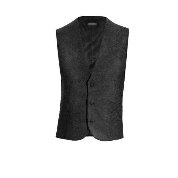 Black paisley Velvet Suit Vest