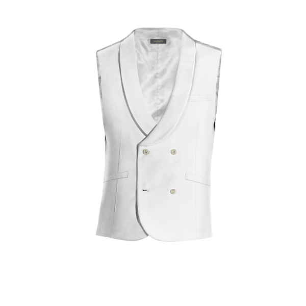 White linen shawl lapel double breasted Vest