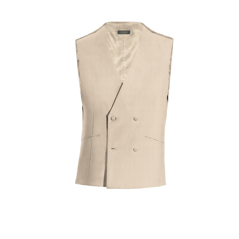 Sand Wool Blends double breasted Suit Vest