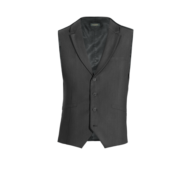 Dark Grey Wool Blends lapeled Vest