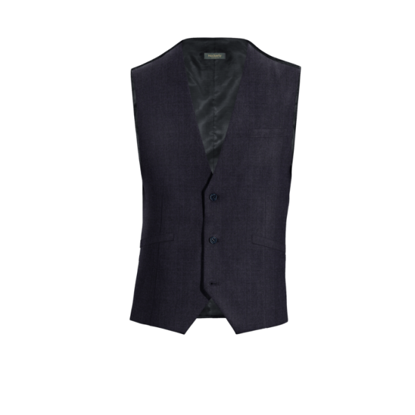 Blue Checked Wool Blends Suit Vest