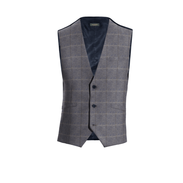 Blue Plaid Wool Blends Vest