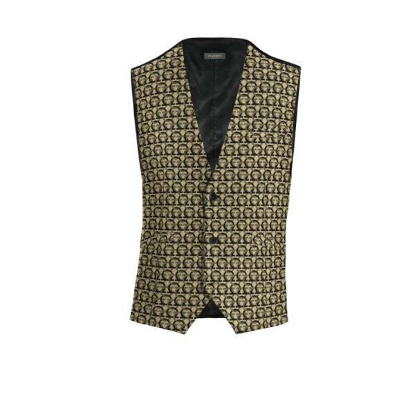 Brown micropattern Polyester wedding Vest