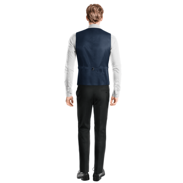 Steel Blue Wool Blends shawl lapel double breasted Vest