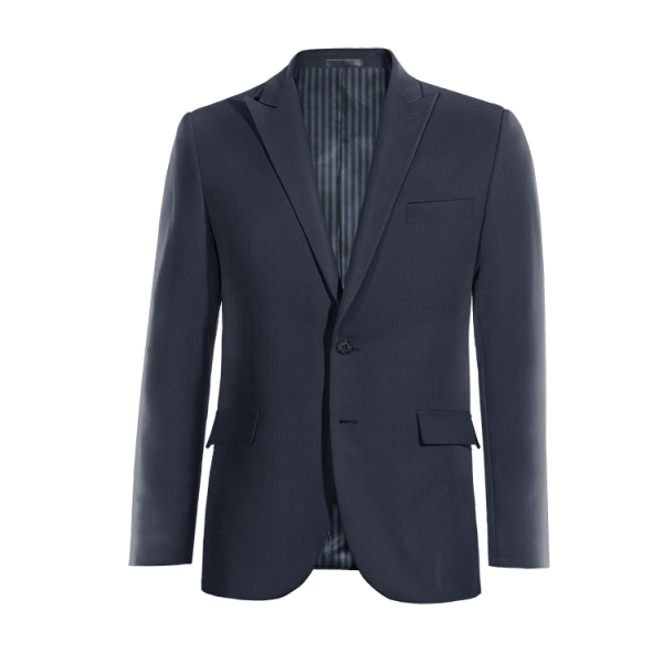 Blue Wool Blends peak lapel Suit Jacket
