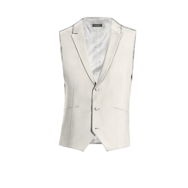 White Wool Blends peak lapel Vest