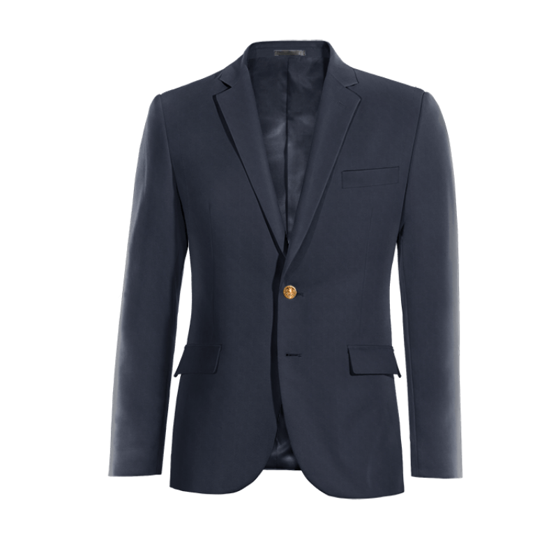 Blue Wool Blends Suit Jacket