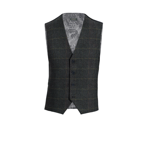 Blue Checked Tweed Vest