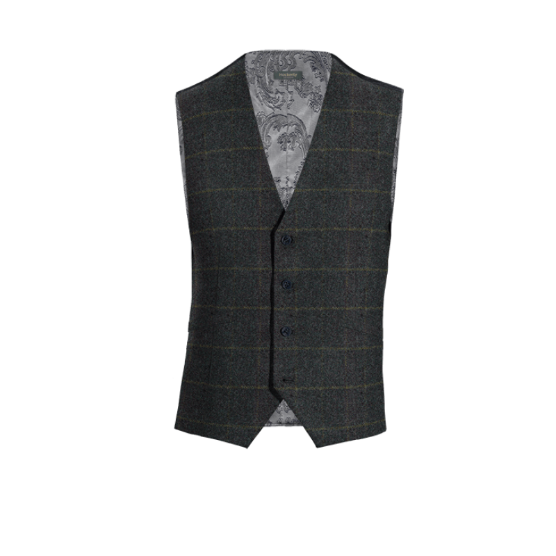 Blue Checked Tweed Vest