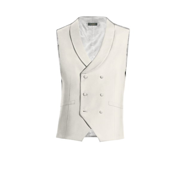 White Wool Blends round lapel double-breasted Suit Vest