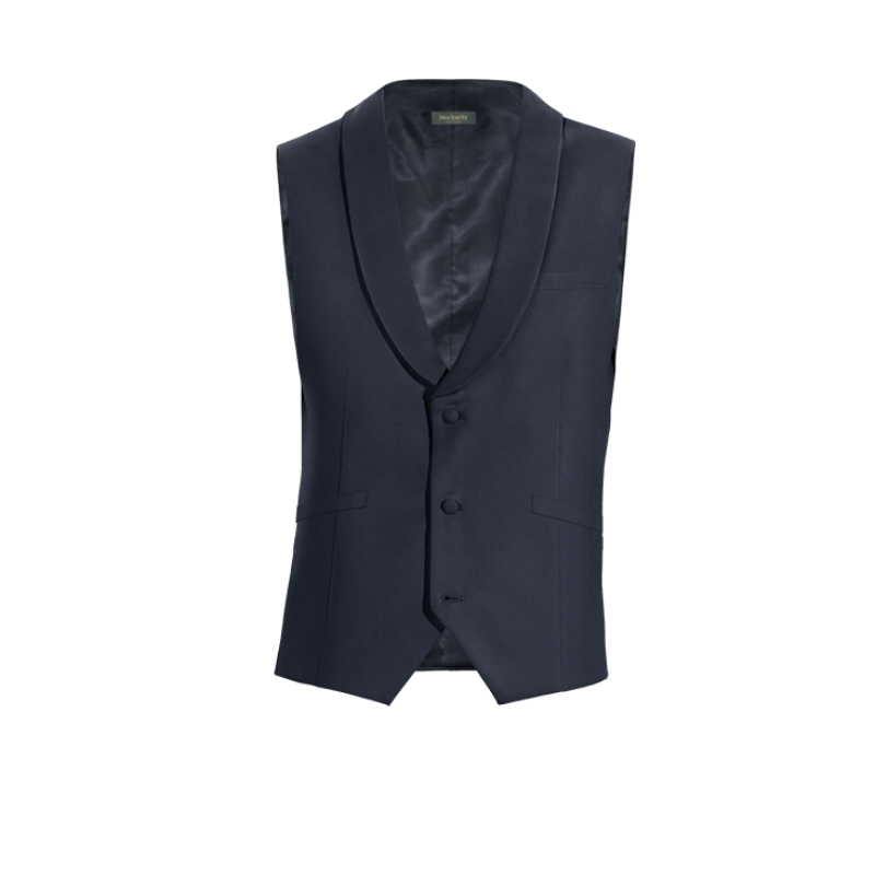 Navy Blue Wool Blends shawl lapel Suit Vest