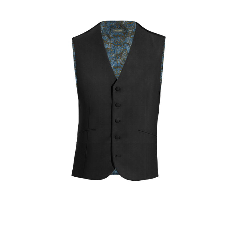Black Wool Blends Dress Vest
