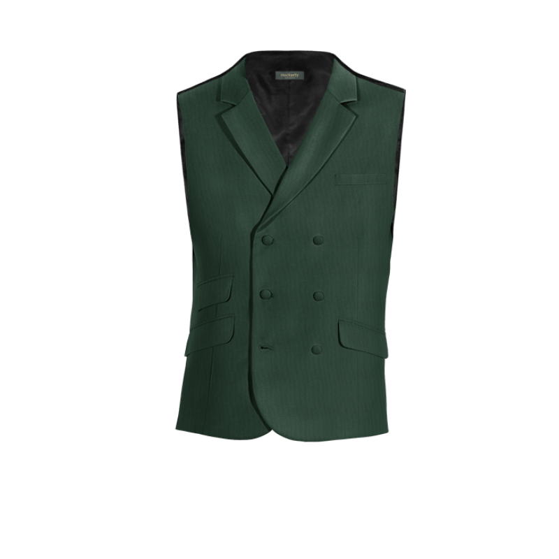 Green Wool Blends lapeled double-breasted Vest