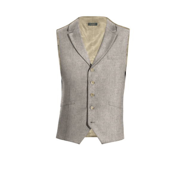 Beige Tweed lapeled Vest