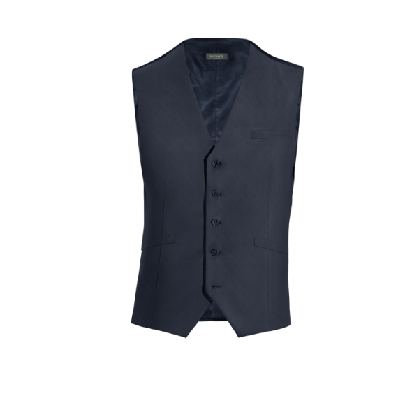 Navy Blue Wool Blends Vest