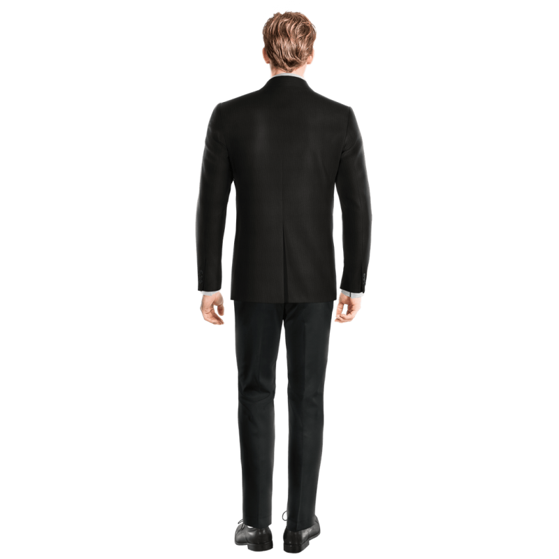 Black double breasted peak lapel Tuxedo Jacket with handkerchief