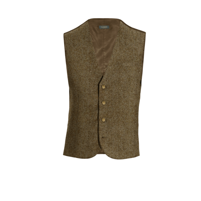 Brown rustic Tweed Vest with brass buttons