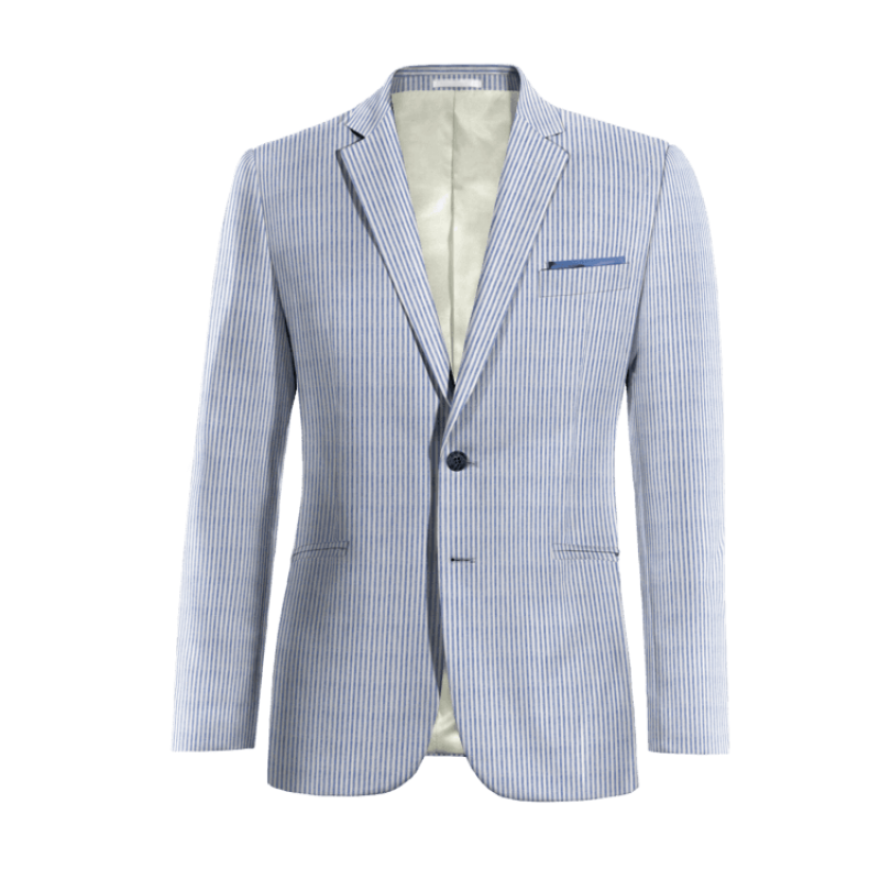 Blue seersucker Blazer with handkerchief