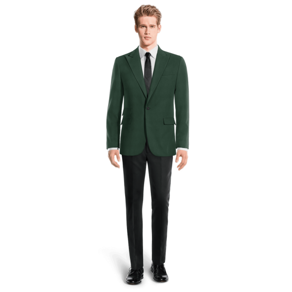 Green Wool Blends peak lapel 1-button Suit Jacket