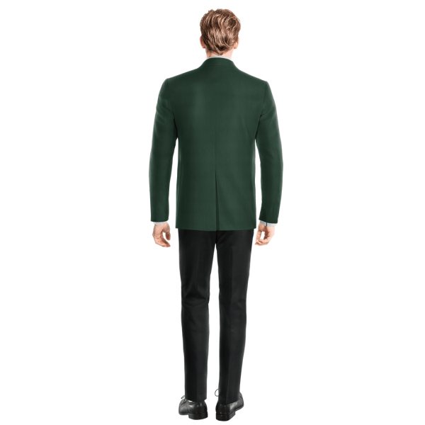 Green Wool Blends peak lapel 1-button Suit Jacket