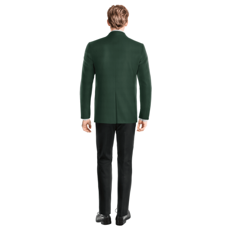 Green Wool Blends peak lapel 1-button Suit Jacket