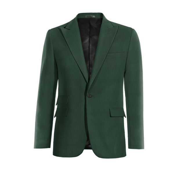 Green Wool Blends peak lapel 1-button Suit Jacket