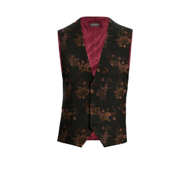 Black floral jacquard Vest