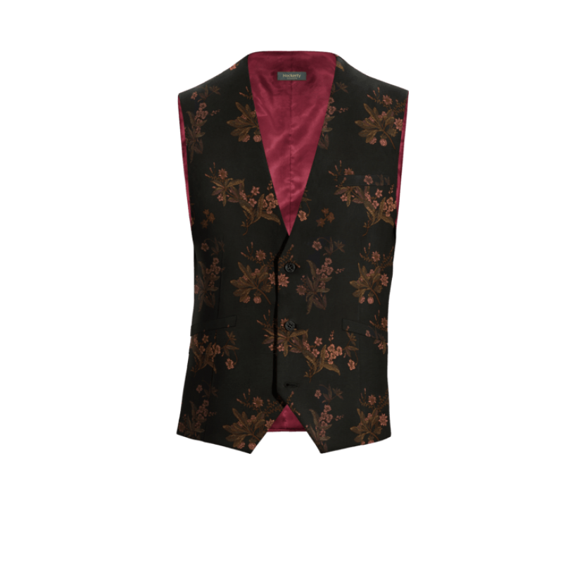Black floral jacquard Vest