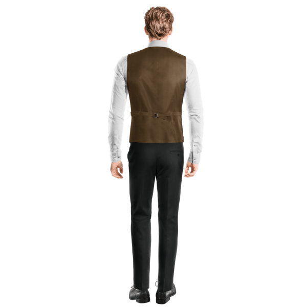 Brown rustic Tweed peak lapel Vest