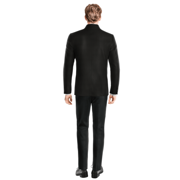 Black Bean Wool Blends collarless Suit Jacket