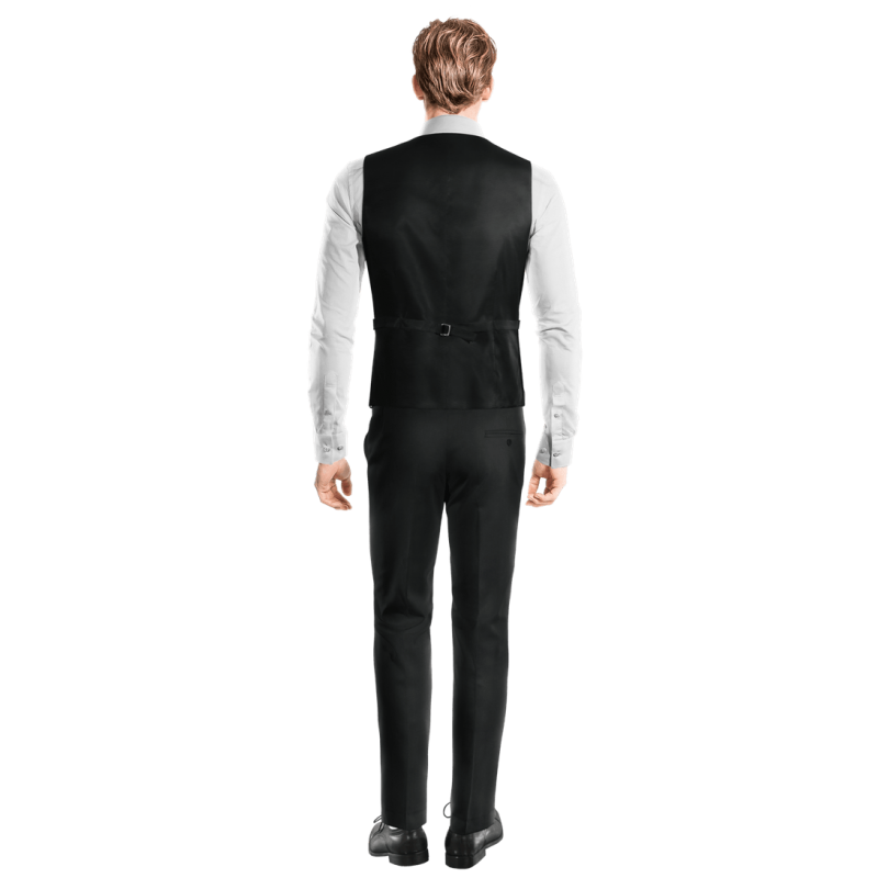 Black micropattern Cotton Dress Vest
