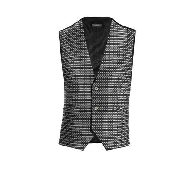 Black micropattern Cotton Dress Vest