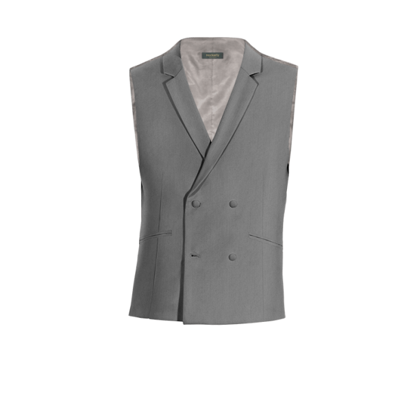 Light Grey Wool Blends lapeled double-breasted Suit Vest
