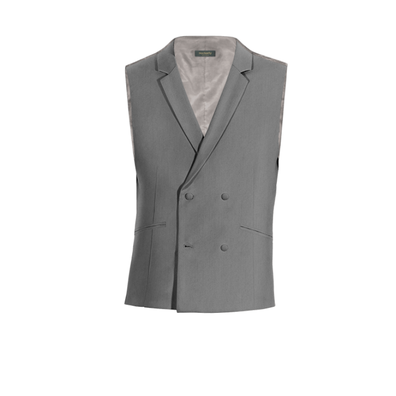 Light Grey Wool Blends lapeled double-breasted Suit Vest