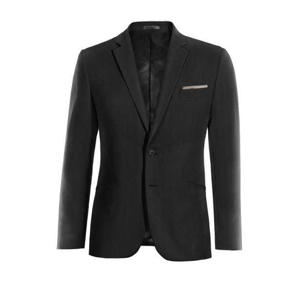 Black Wool Blends Blazer with handkerchief