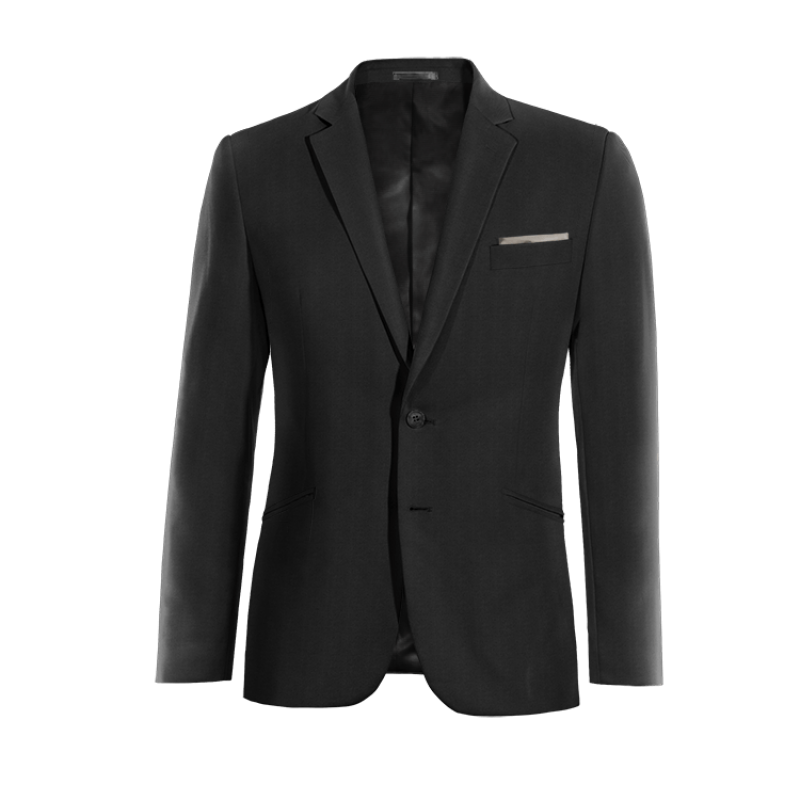 Black Wool Blends Blazer with handkerchief