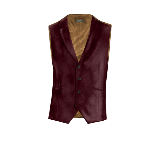 Burgundy Velvet lapeled Vest