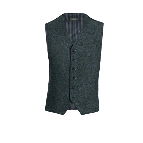 Blue rustic Tweed Dress Vest