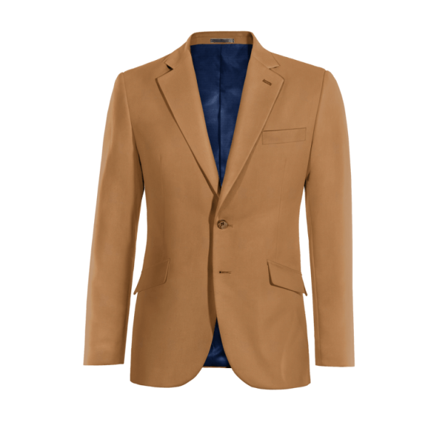 Camel wide lapel Blazer with customized threads