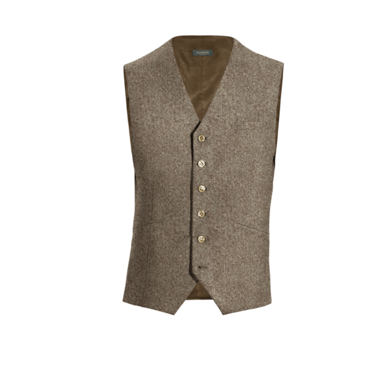 Light Brown rustic Tweed Dress Vest