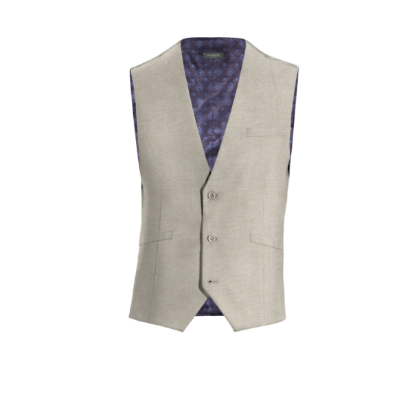 Beige Polyester-Rayon Vest