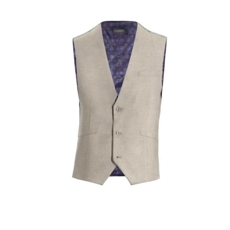 Beige Polyester-Rayon Vest