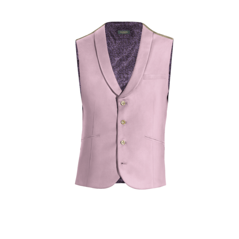 Light Purple Polyester-Rayon round lapel Vest
