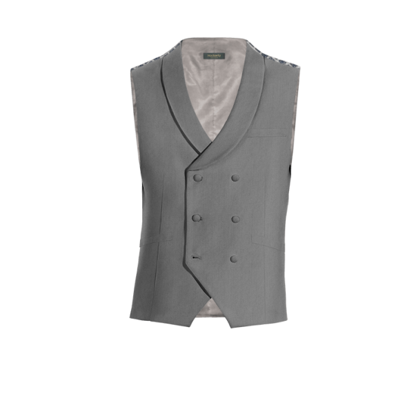 Light Grey Wool Blends round lapel double breasted Vest