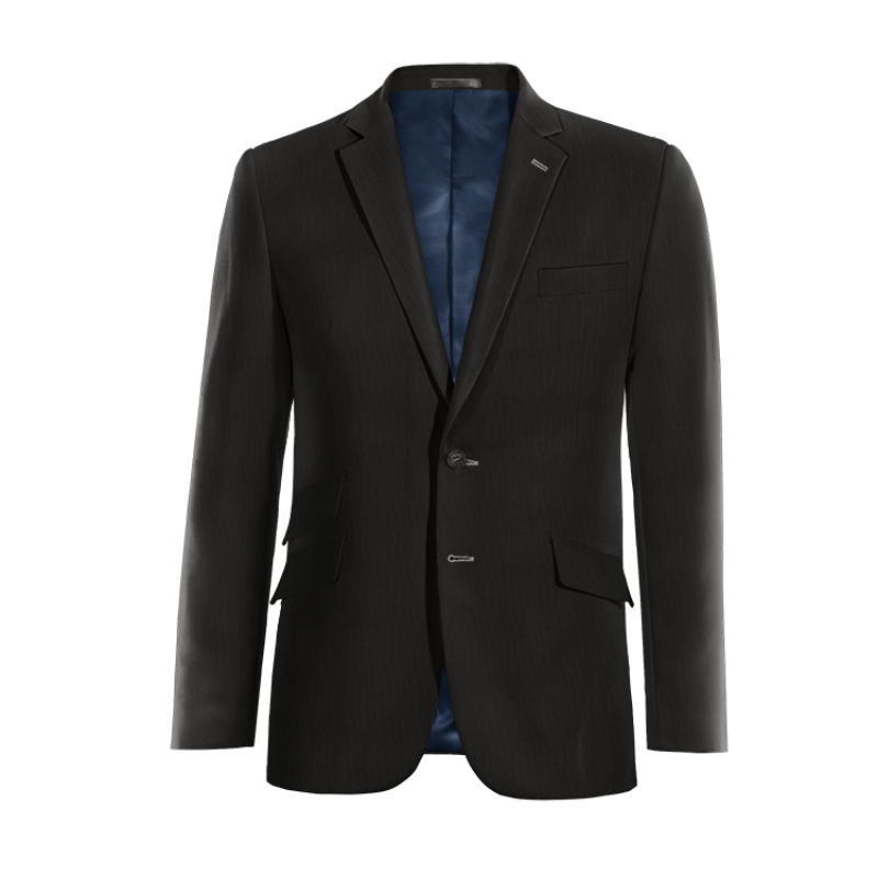 Black Wool Blends Blazer with customized threads