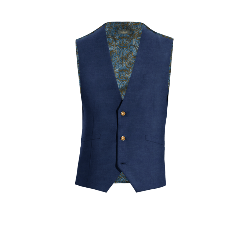 Navy Blue linen Vest with brass buttons