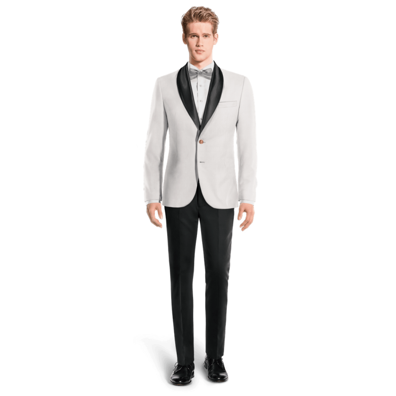 White rounded lapel Tux Jacket with customized threads