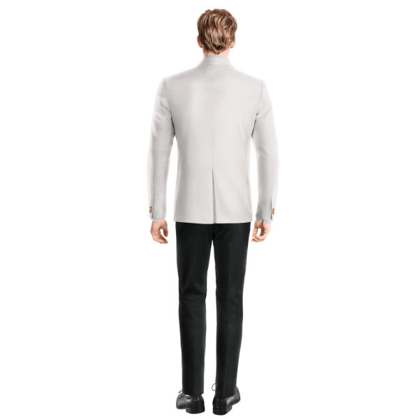 White rounded lapel Tux Jacket with customized threads