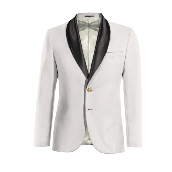 White rounded lapel Tux Jacket with customized threads