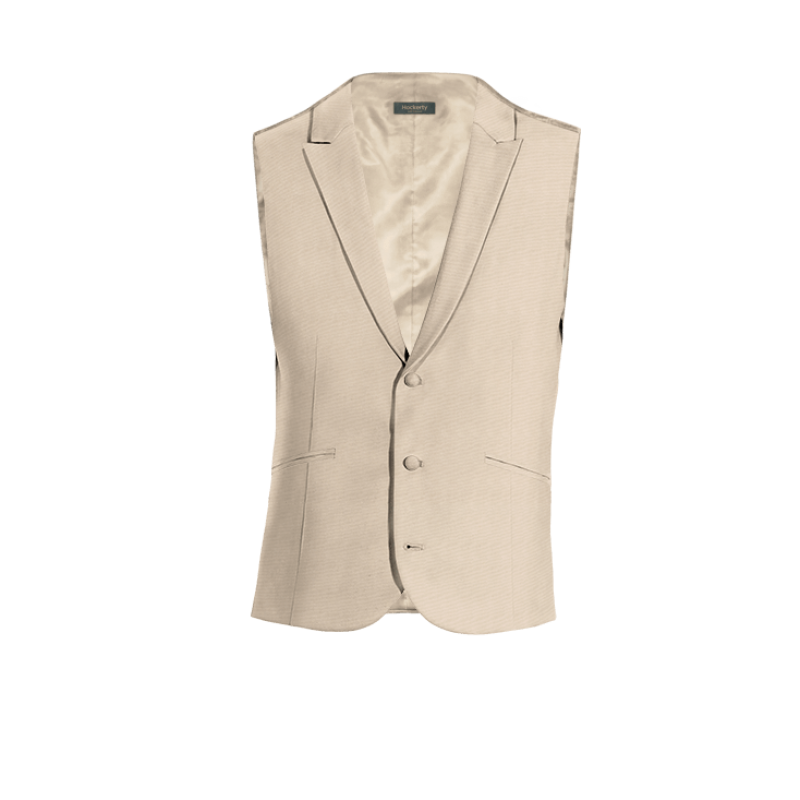 Sand Wool Blends peak lapel Vest